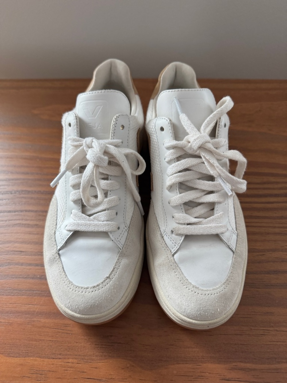 Veja V-12 B Mesh White Desert Mesh and Suede Sneakers - Picture 3 of 10